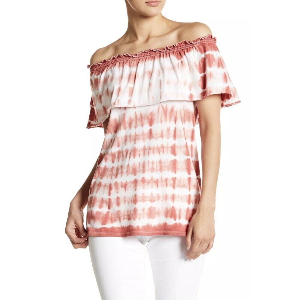 CHASER Summer Off The Shoulder Top Size Medium Tie Dye NEW